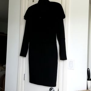 STELLA MCCARTNEY BLACK CASHMERE/WOOL BELTED COAT